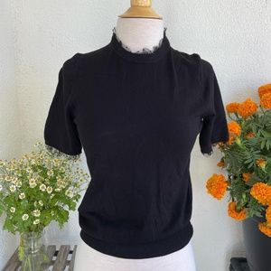 NWT black top with polkadot mesh lace detail by Zara